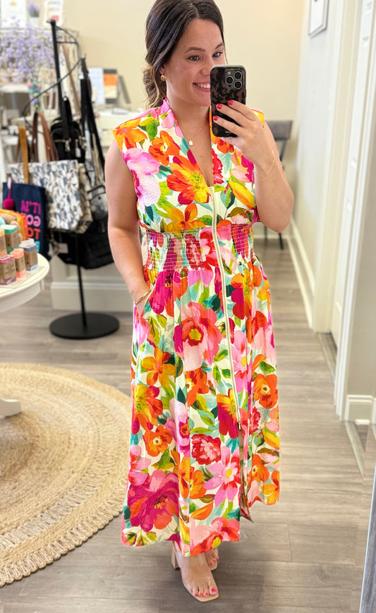 Flora Luxe Zip Dress