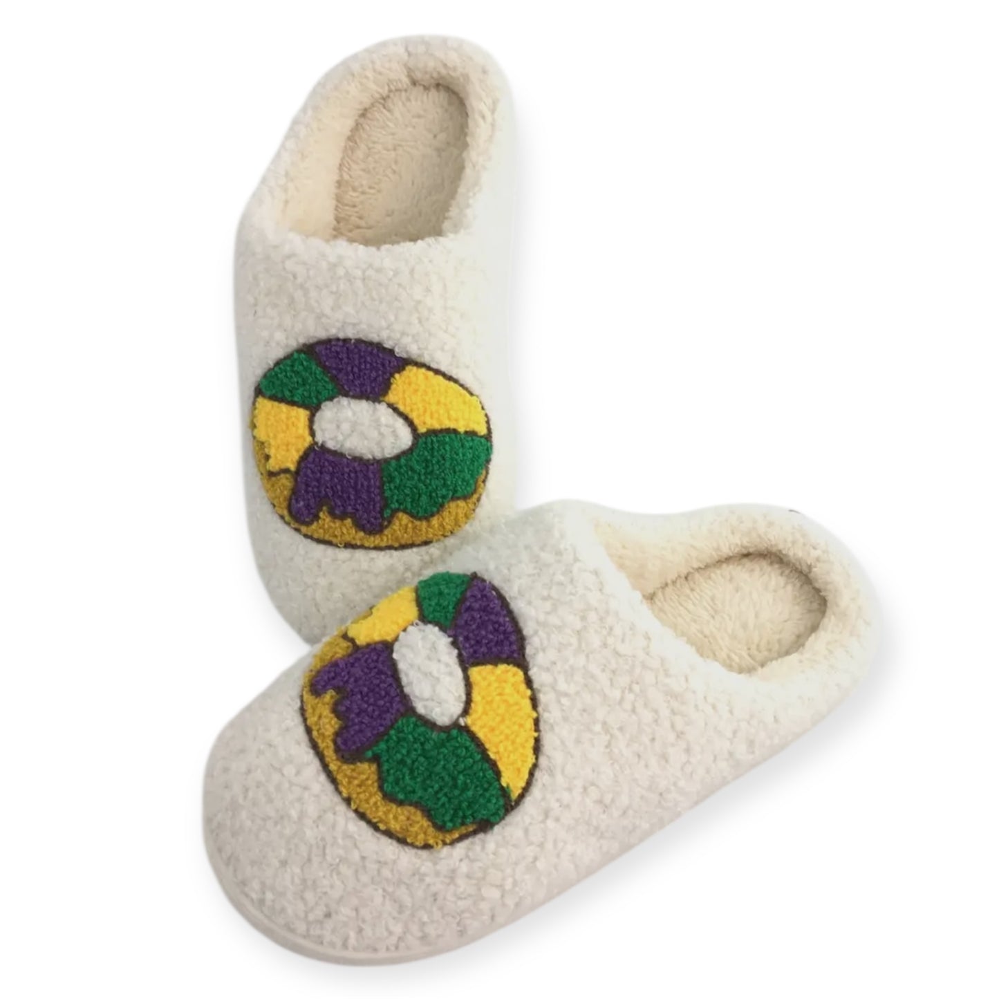 Mardi Gras King Cake Cozy Slippers