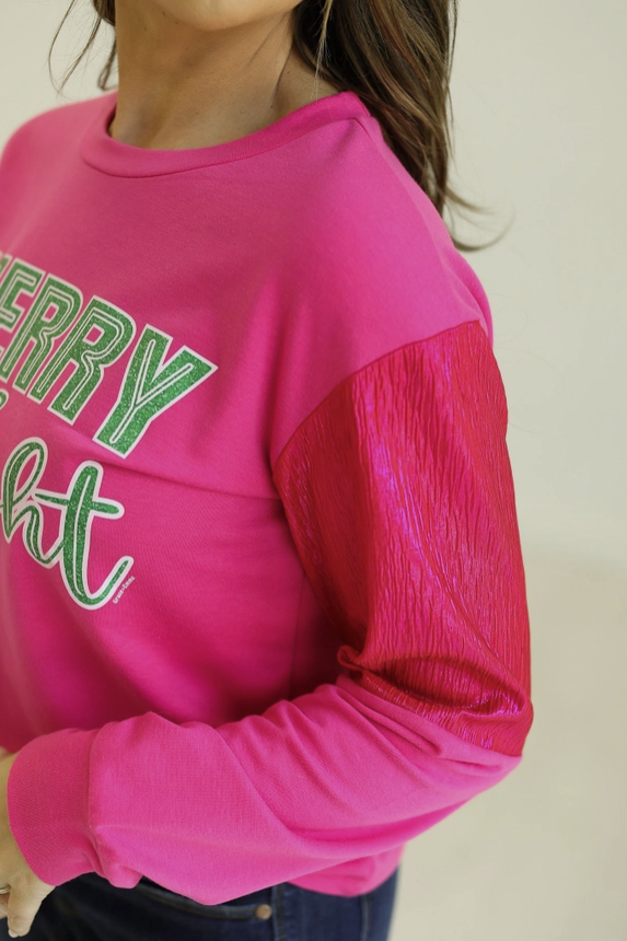 Merry & Bright Hot Pink Sweatshirt