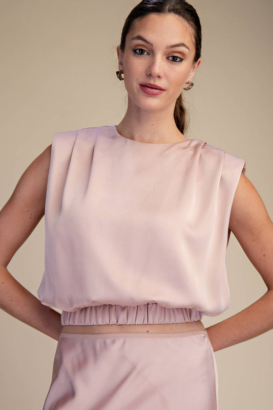 The Satin Grace Shoulder Top