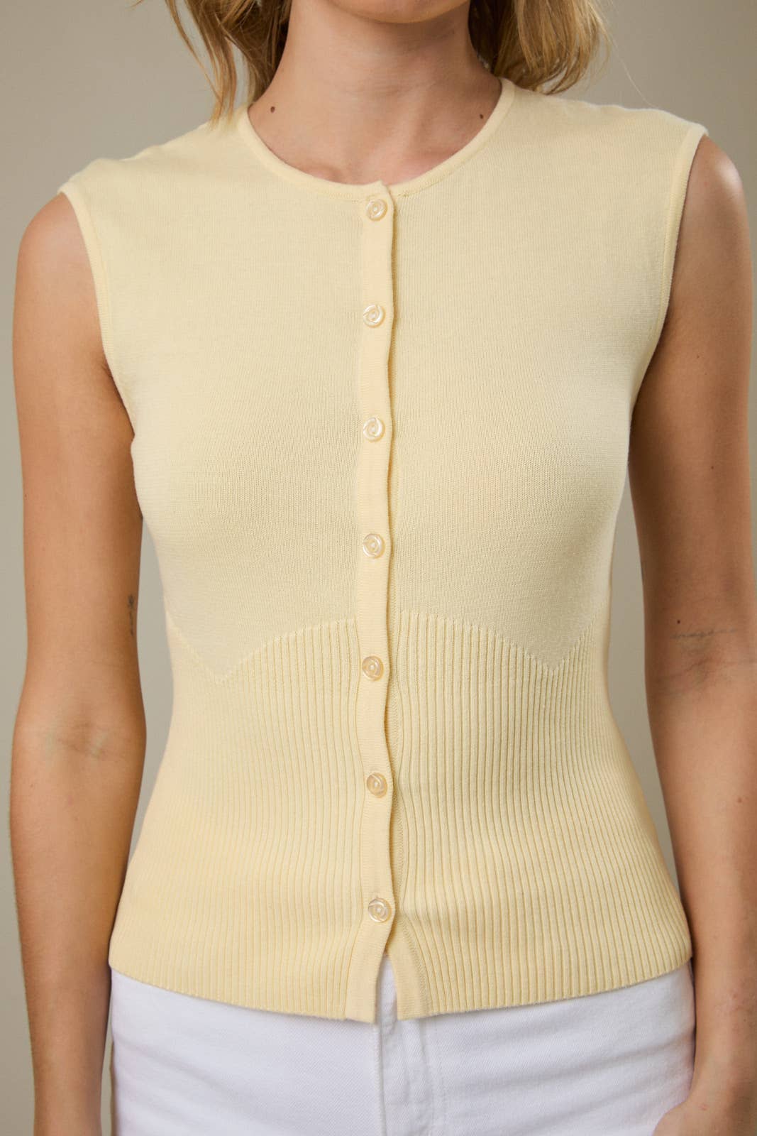 Soft Lemon Sleeveless Knit Top