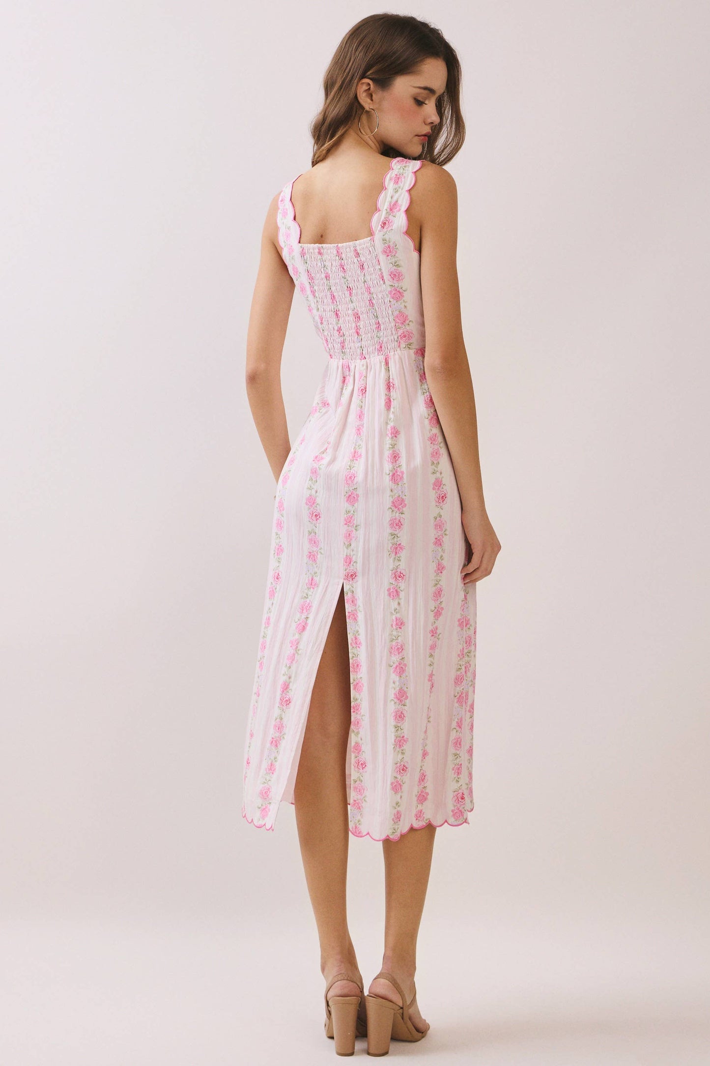 Blush Bloom Scalloped Midi