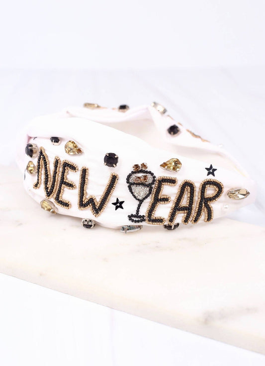 Happy New Year Headband WHITE