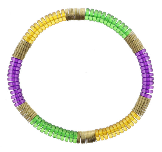 Colorblock Purple, Green, Golden Yellow Beads Bracelet
