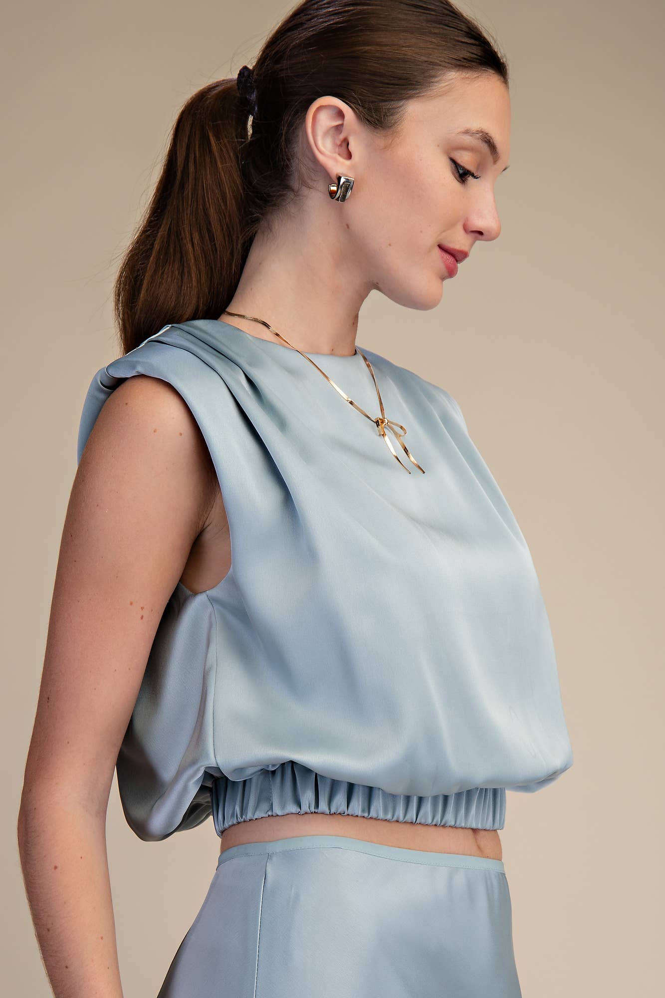 The Satin Grace Shoulder Top