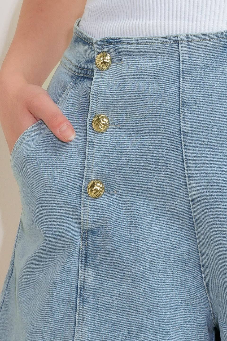 The Harbor Button Denim Shorts