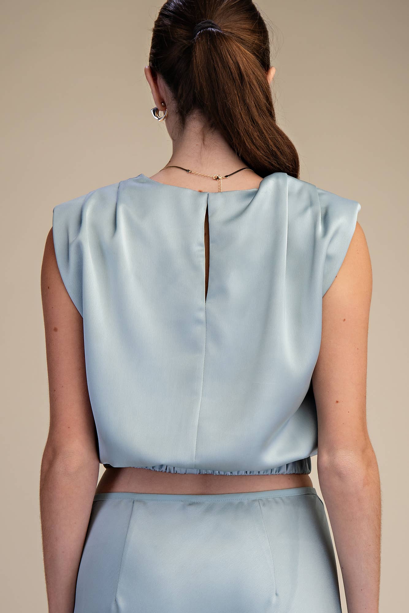The Satin Grace Shoulder Top