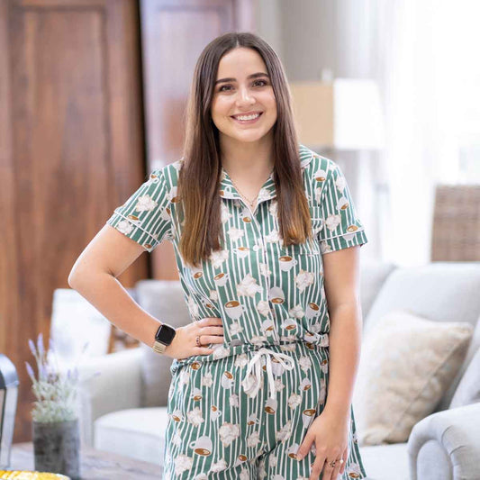 Beignet Short Sleeve Button Up Sleep Shirt