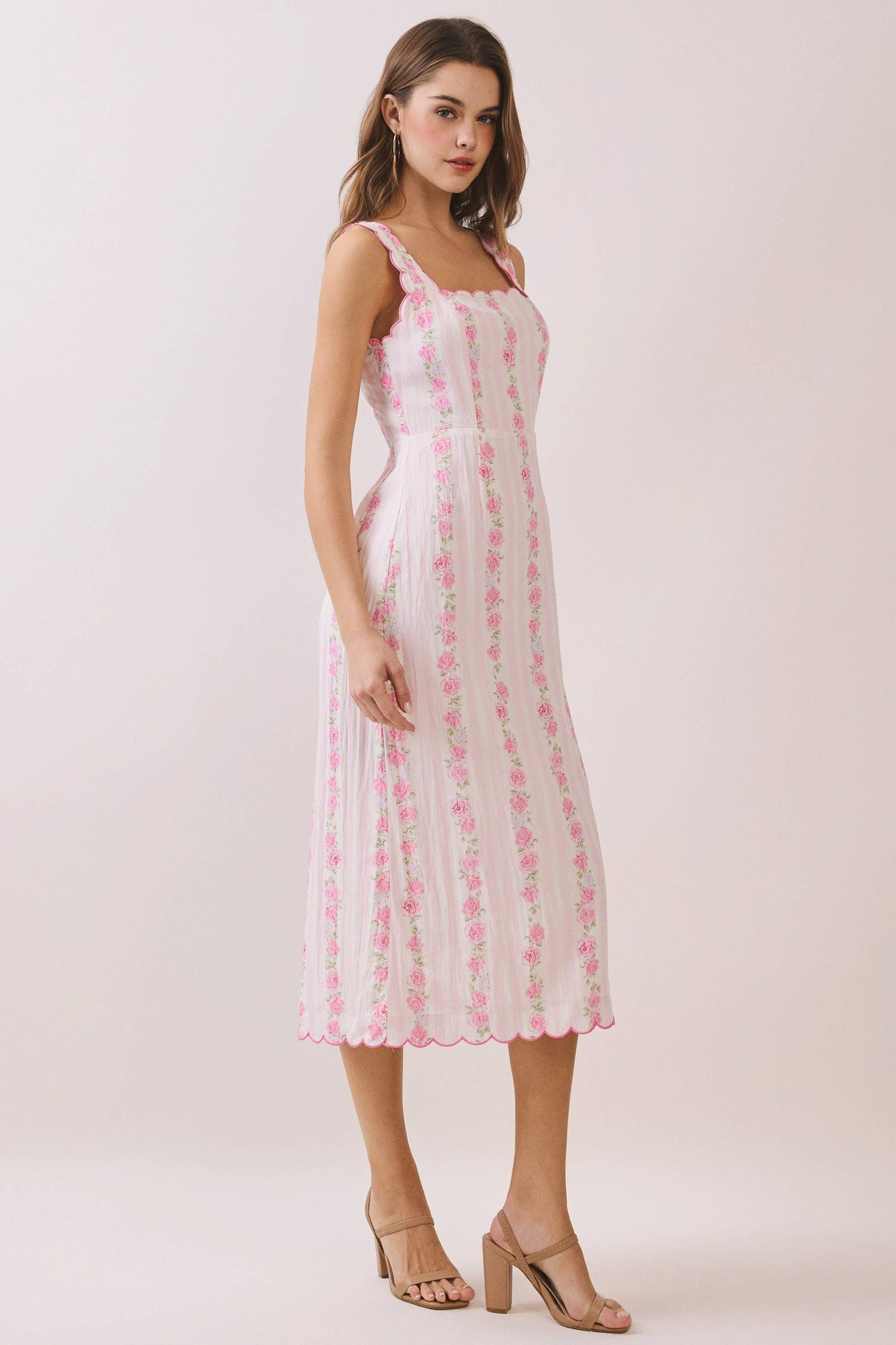 Blush Bloom Scalloped Midi