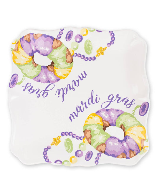 Mardi King Cake Square Platter   11.5x11.5