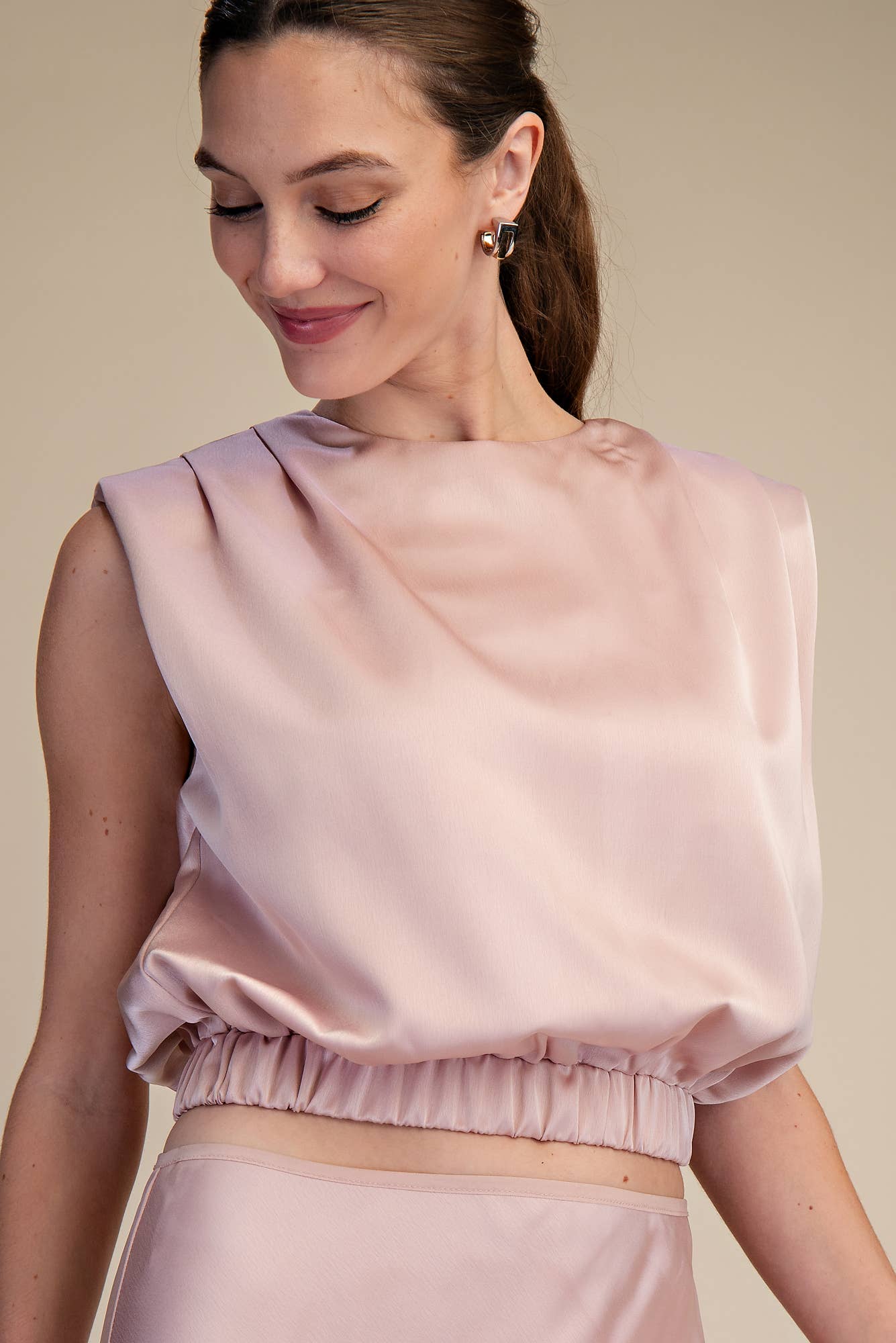 The Satin Grace Shoulder Top
