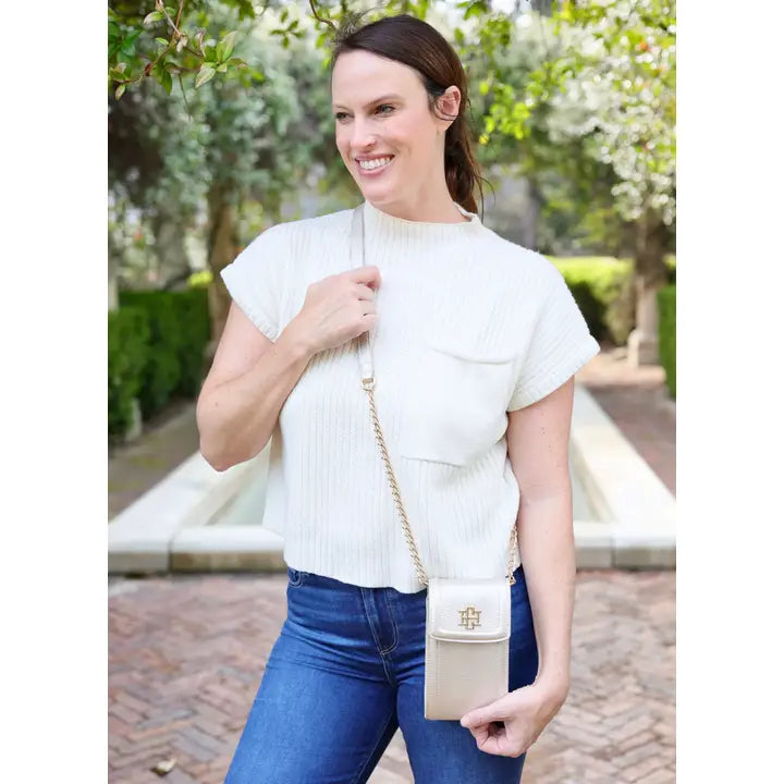 Paige Cell Phone Crossbody Pearl