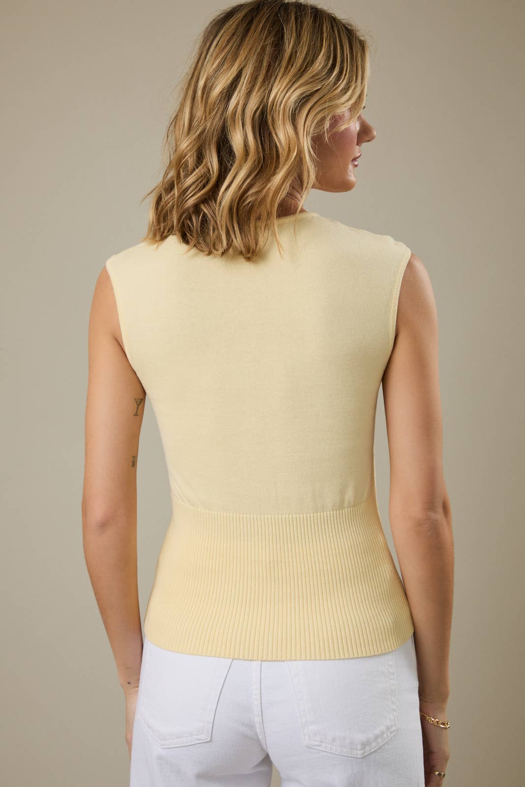 Soft Lemon Sleeveless Knit Top