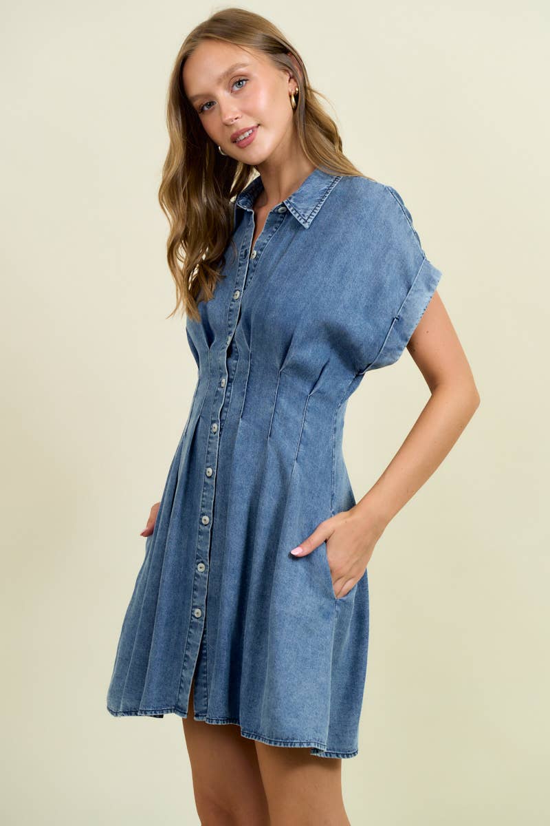 The Cinched Chambray Shirt Dress