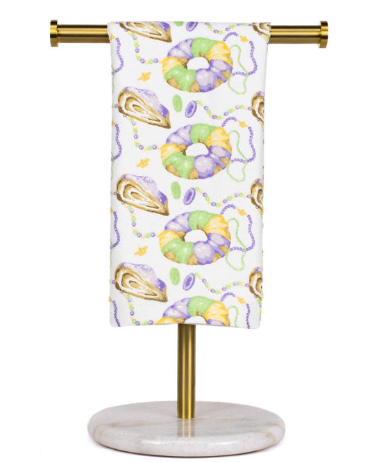 King Cake Love Kitchen Towel   15x25