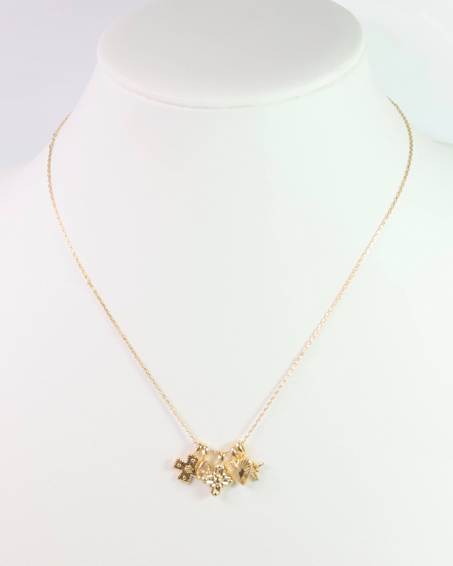 Cross My Heart Charm Necklace Set Gold