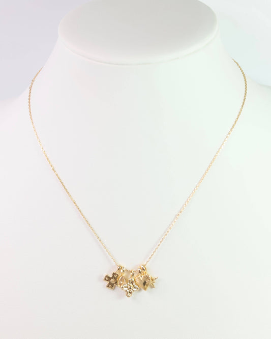 Cross My Heart Charm Necklace Set Gold