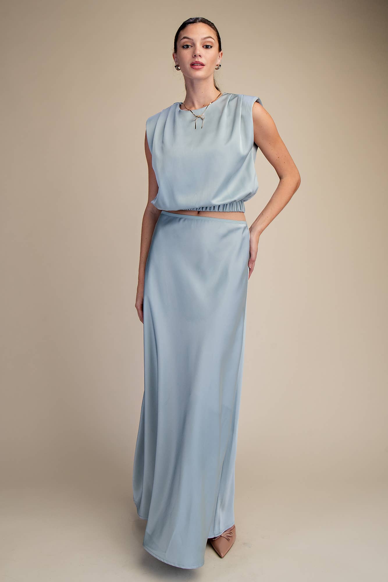 The Satin Grace Shoulder Top