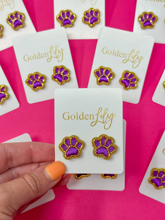 Paw Stud - Thread - Purple and Gold