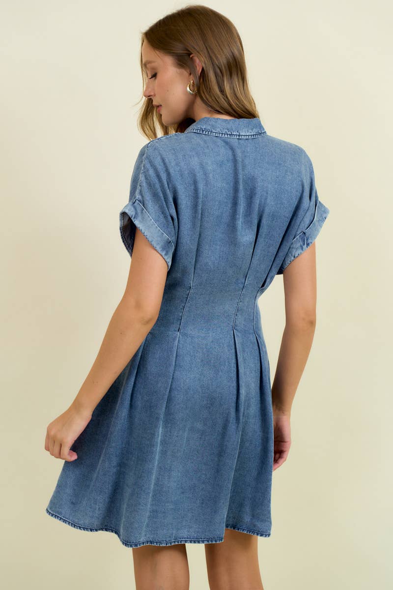 The Cinched Chambray Shirt Dress
