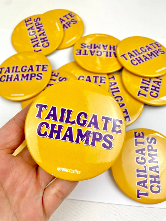 Tailgate Champs - Yellow & Purple - Game Day Button