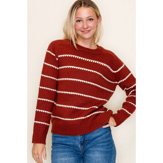 Rust Haven Blanket Stitch Sweater
