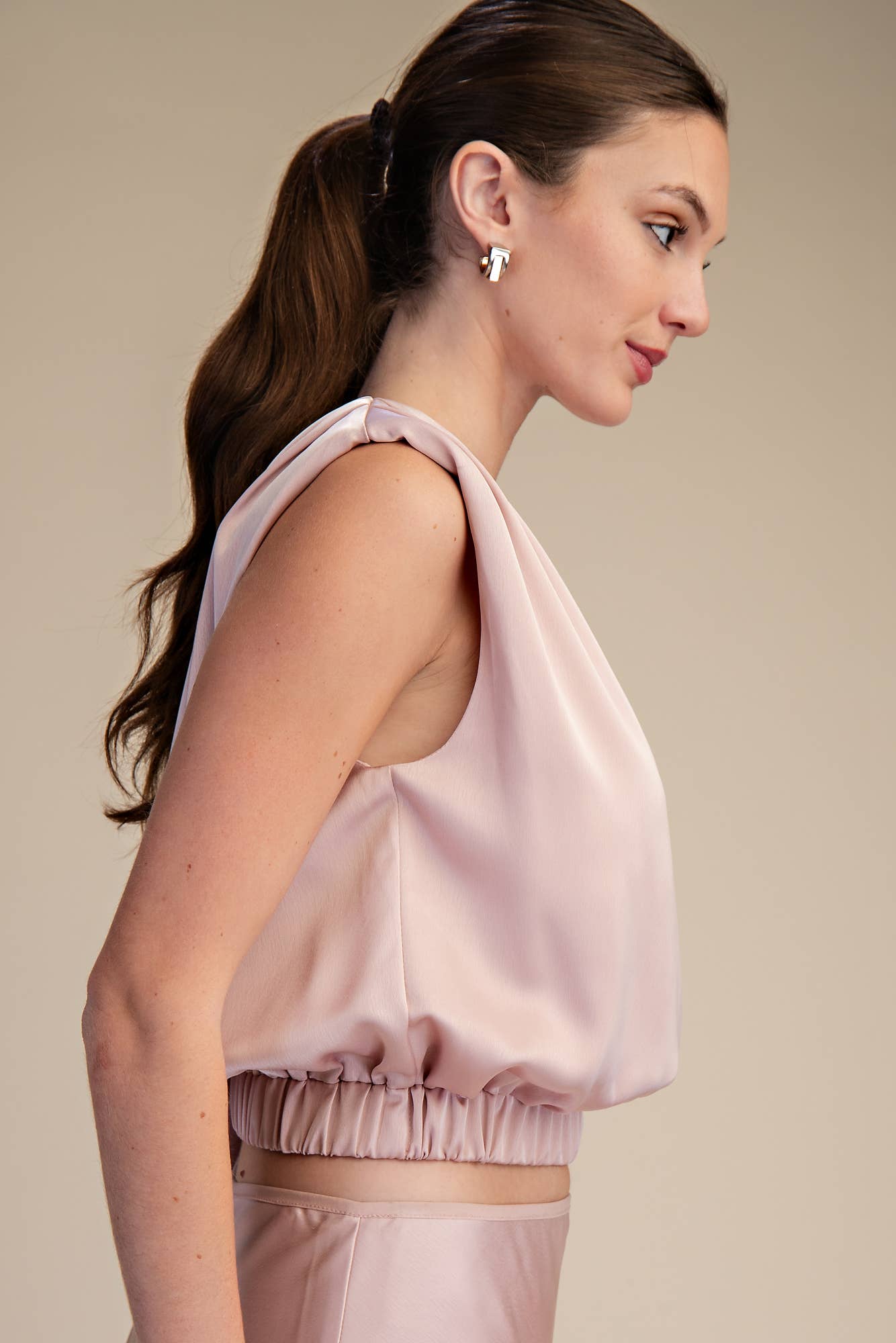 The Satin Grace Shoulder Top