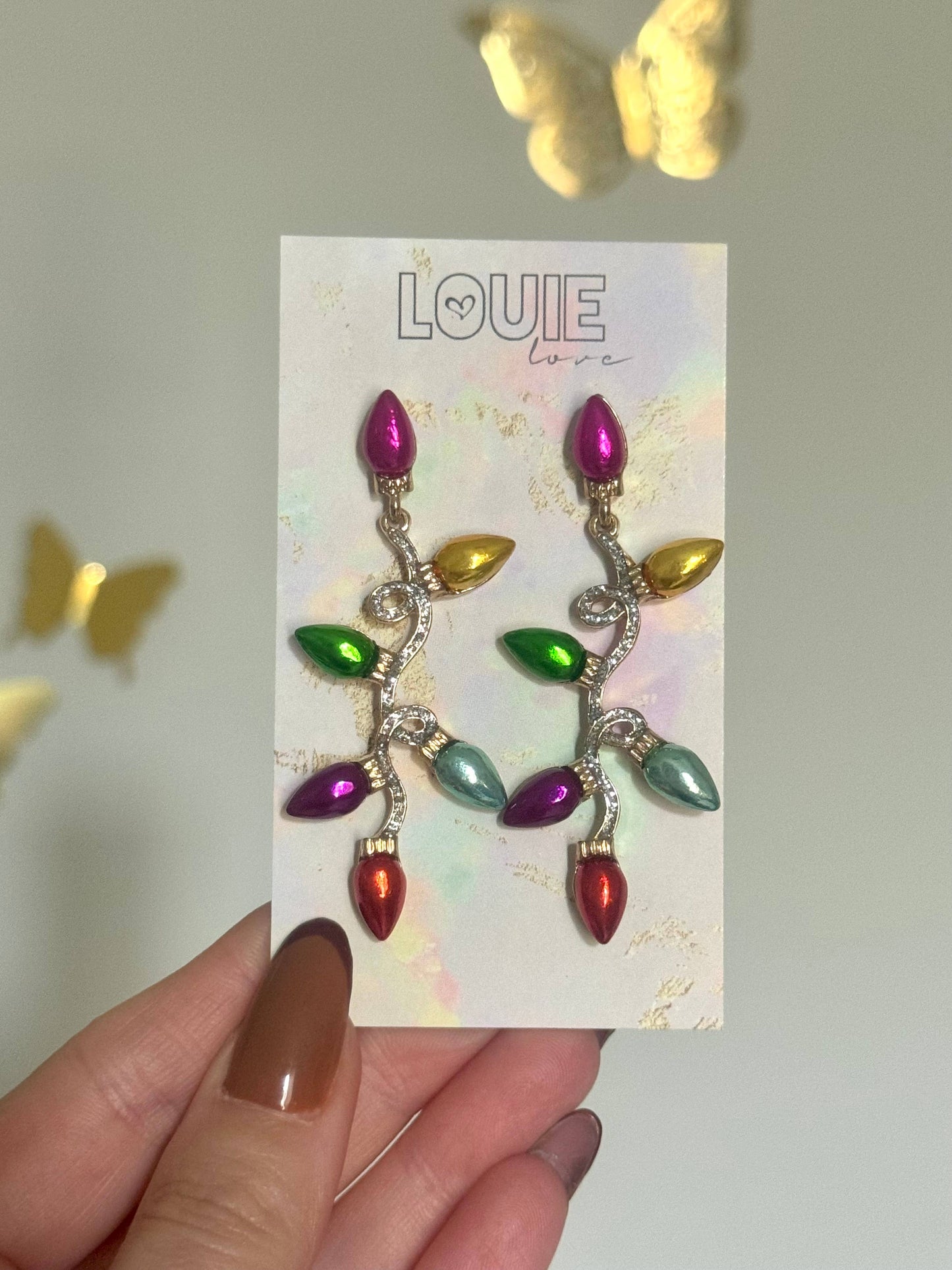 Colorful Metal Christmas Light Drop Earrings