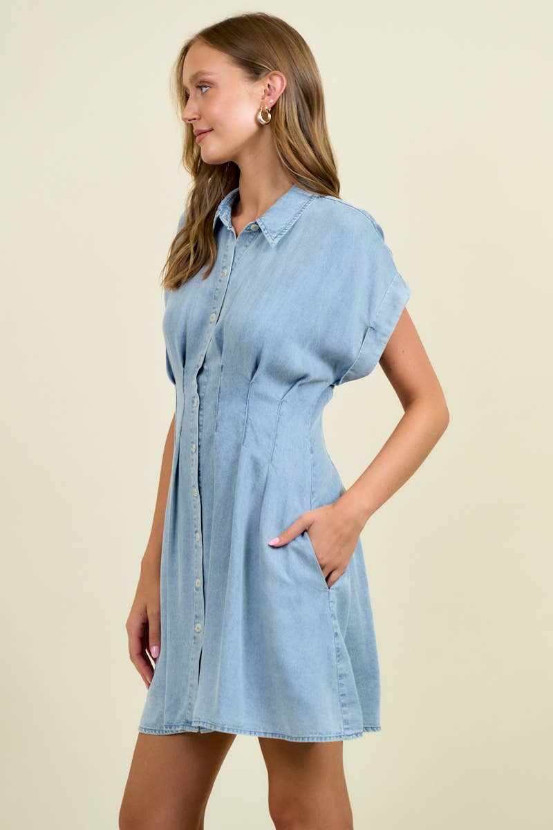The Cinched Chambray Shirt Dress