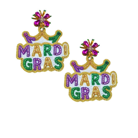 Mardi Gras Earrings - Mardi Gras Crown Burst Earrings