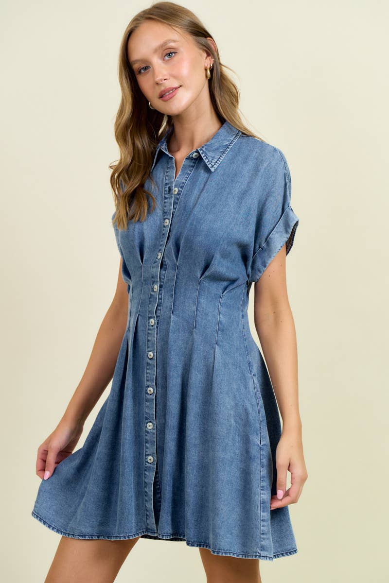 The Cinched Chambray Shirt Dress