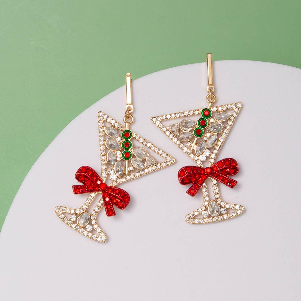 Christmas Cocktail Dangle Earrings