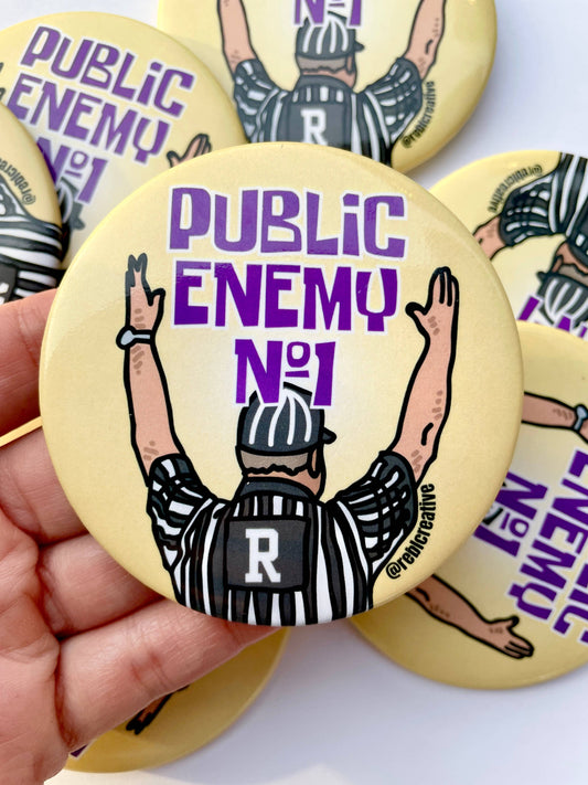 Public Enemy No. 1 - Purple & Yellow - Game Day Button