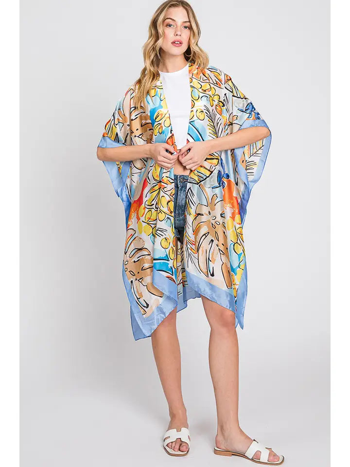 Watercolor Tropical Leaves Summer Kimono